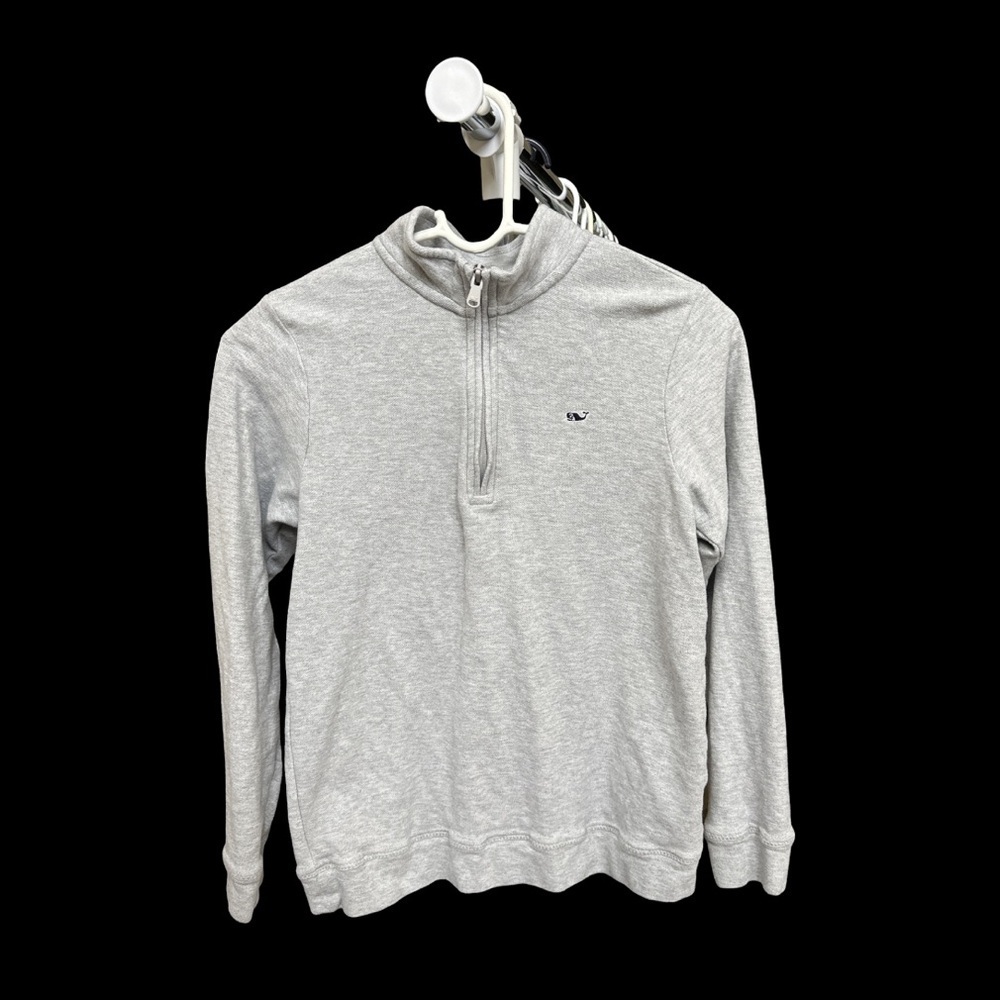Kids Vineyard Vines Gray Pull Over Half Zipper Medium 100% Cotton
